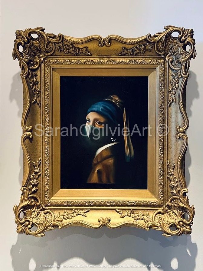 Girl with the pearl earring and surgical face mask